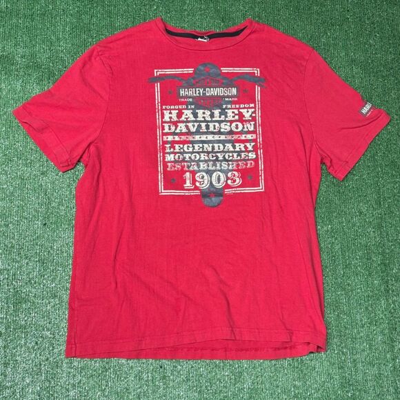 Vintage Harley Davidson Folsom California Graphic Red Tee Shirt Size XL Y2K 90s - Picture 3 of 7